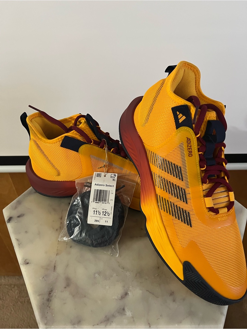 NWT Adidas Adizero Sneakers - Yellow with Maroon and Blue Accents Size 11.5 men